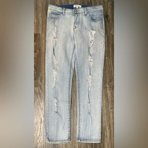 Cello Mid Rise Jeans Light Wah Denim Distressed Straight Leg Size 5 30" Waist